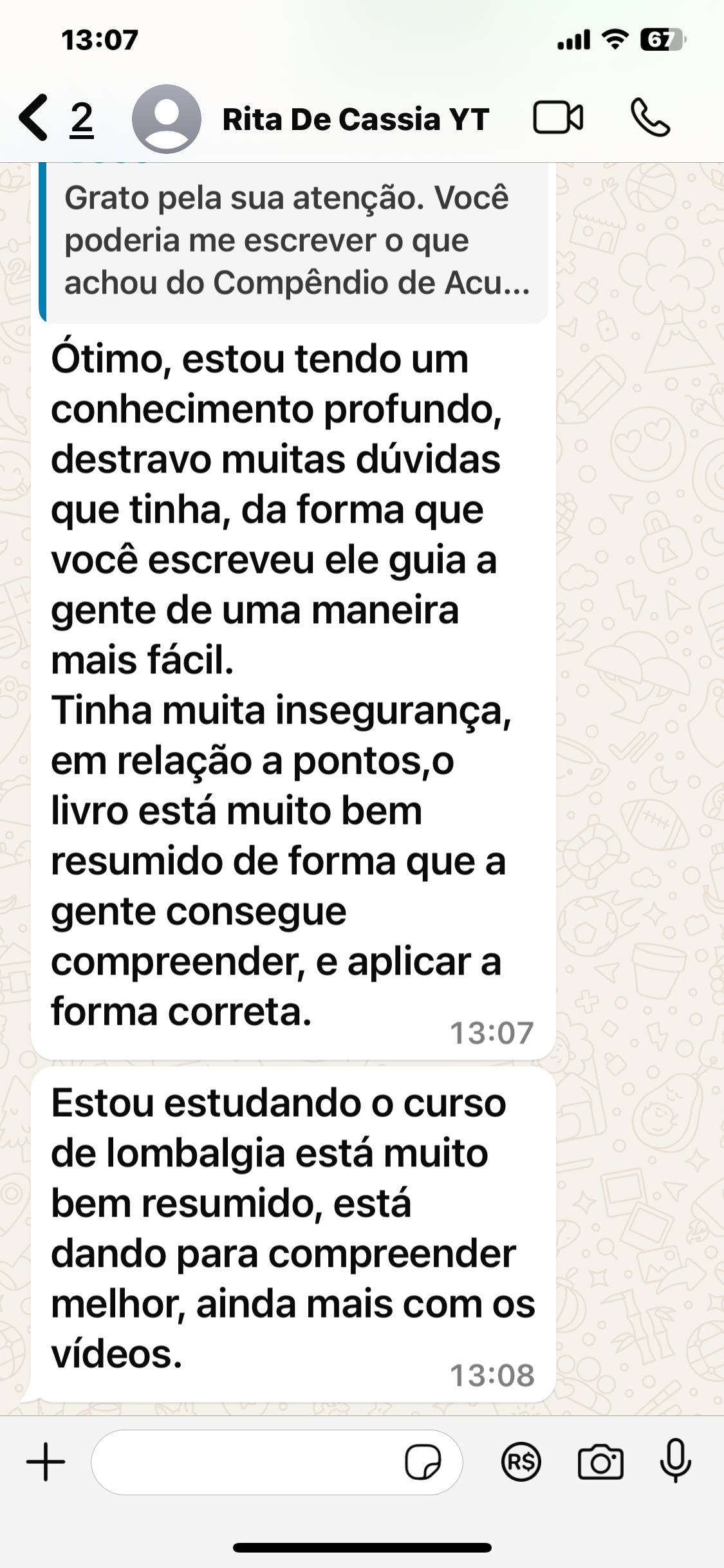 Depoimento aluno acupuntura