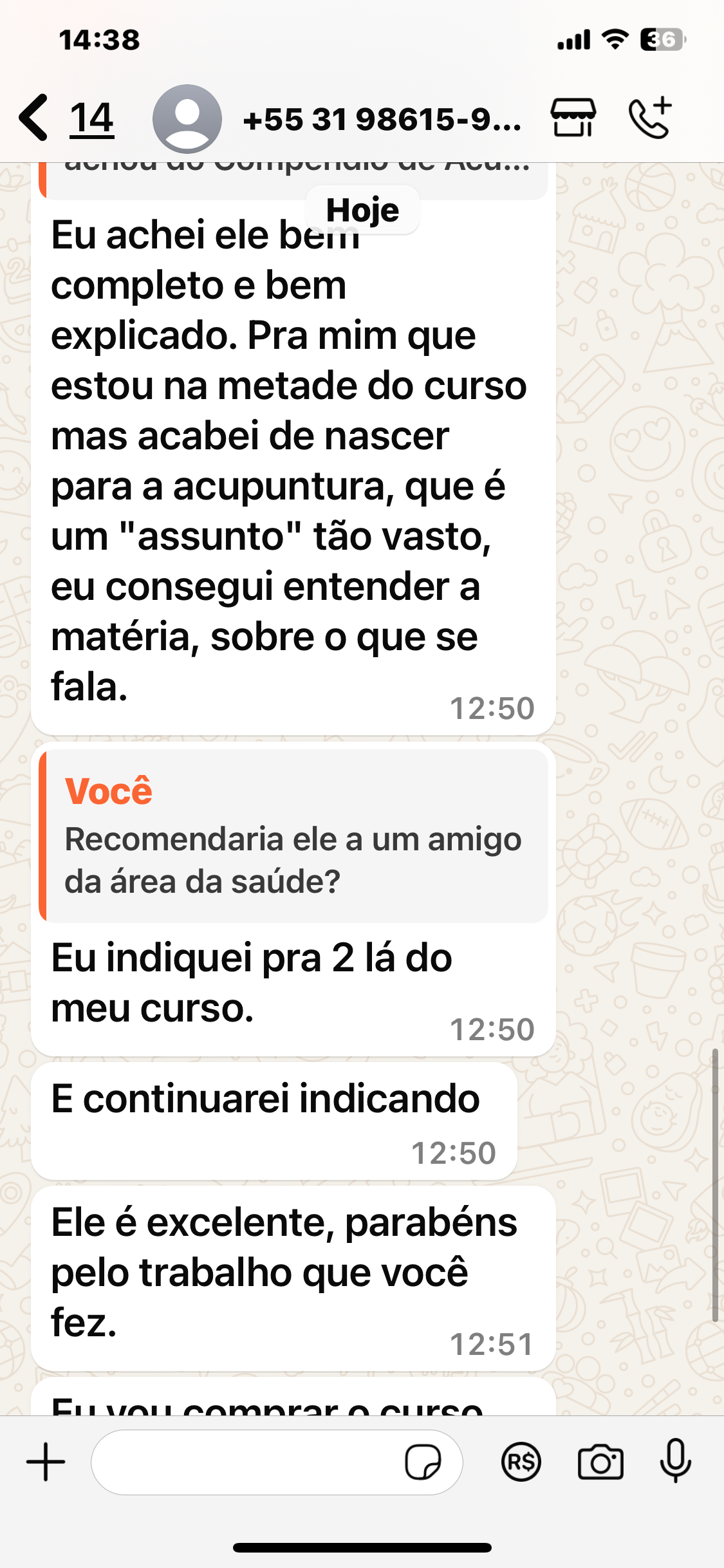 Depoimento aluno acupuntura