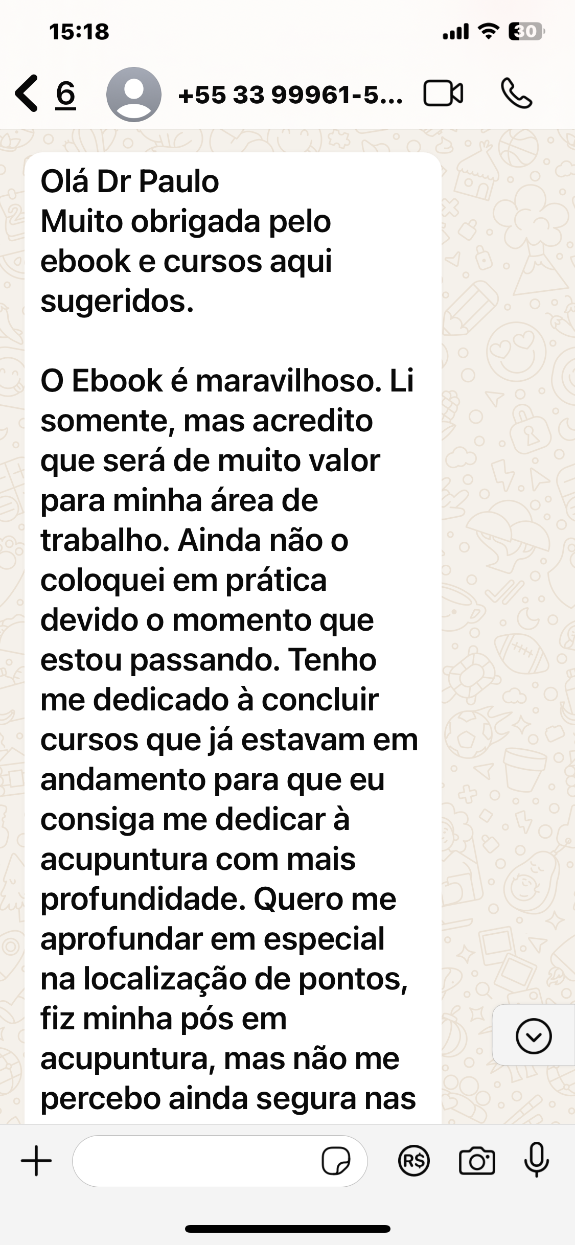 Depoimento aluno acupuntura